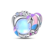 Teleye Breloque de perles de licorne clair de lune, breloque de bracelet de perles, convient aux bracelets de 3 mm à 4,5 mm