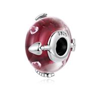 Teleye Breloque de perles de verre Heart Arrow, accessoire en argent sterling 925, compatible avec un bracelet de 3 mm à 4,5 mm