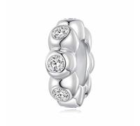 Teleye Breloque de perles d'espacement en silicone à bulles, accessoire en argent sterling 925, compatible avec un bracelet de 3 mm à 4,5 mm