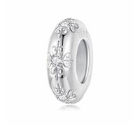 Teleye Breloque de perles d'espacement en silicone à motifs, accessoire en argent sterling 925, compatible avec un bracelet de 3 mm à 4,5 mm