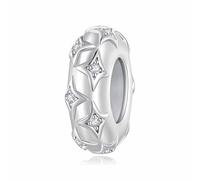 Teleye Breloque de perles d'espacement en silicone en forme d'étoile, accessoire en argent sterling 925, compatible avec un bracelet de 3 mm à 4,5 mm