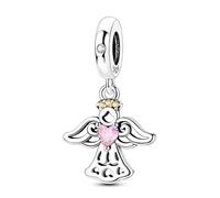 Teleye Breloque en forme d'ange tenant un cœur plaqué argent pour la fabrication de bracelets