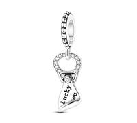 Teleye Breloque en forme d'anneau porte-bonheur, perle en argent abordable compatible avec la plupart des bracelets quotidiens