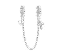 Teleye Breloque en forme de croix d'amour avec chaîne de sécurité en argent compatible avec les bracelets quotidiens