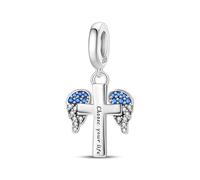 Teleye Breloque en forme de croix d'ange plaqué argent, exquise perle décorative compatible avec les bracelets classiques
