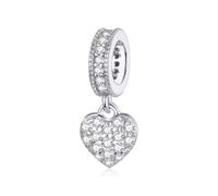 Teleye Breloque en forme de cœur avec diamants - Compatible avec les bracelets quotidiens