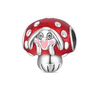 Teleye Breloque en forme de lapin champignon rouge, perle en argent abordable compatible avec les bracelets quotidiens