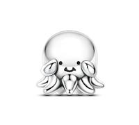 Teleye Breloque en forme de pieuvre timide en plaqué argent, exquise perle décorative compatible avec les bracelets classiques