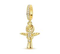 Teleye Breloque en plaqué argent plaqué or Ankh Scarabée - Superbe perle décorative compatible avec les bracelets classiques
