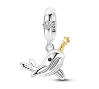 Teleye Breloque licorne narval plaqué argent, exquise perle décorative compatible avec les bracelets classiques