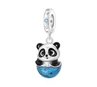 Teleye Breloque panda en coquille d'œuf, perle en argent abordable compatible avec la plupart des bracelets quotidiens
