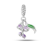 Teleye Breloque pendentif joyeux lys de la vallée, breloque de bracelet en perles, convient aux bracelets de 3 mm à 4,5 mm