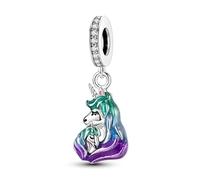 Teleye Breloque pendentif licorne amour maternel, breloque bracelet perlé, convient aux bracelets de 3 mm à 4,5 mm