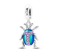 Teleye Breloque pendentif scarabée irisée, breloque de bracelet perlé, convient aux bracelets de 3 mm à 4,5 mm