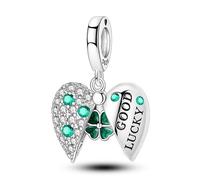 Teleye Breloque pendentif trèfle à quatre feuilles en forme de cœur, breloque bracelet perlée, convient aux bracelets de 3 mm à 4,5 mm