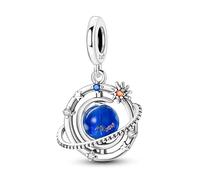 Teleye Breloque planète phosphorescente en plaqué argent, exquise perle décorative compatible avec les bracelets classiques