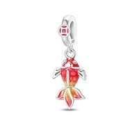 Teleye Breloque poisson koï porte-bonheur en argent compatible avec la plupart des bracelets quotidiens