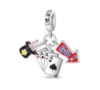 Teleye Clown Poker Performance - Ensemble de trois pièces, breloque de bracelet en perles, convient aux bracelets de 3 mm à 4,5 mm