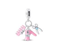 Teleye Coiffure trois pièces pendentif breloque, breloque bracelet perlé, convient aux bracelets de 3 mm à 4,5 mm