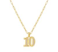 Teleye Collier avec pendentif chiffre dix porte-bonheur - Chaîne réglable minimaliste pour une élégance quotidienne