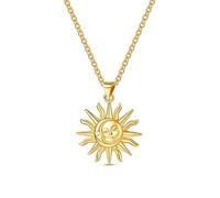 Teleye Collier pendentif soleil lune en argent, bijoux de tous les jours minimalistes