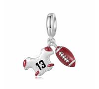 Teleye Pendentif de football, accessoire en argent sterling 925, compatible avec un bracelet de 3 mm à 4,5 mm