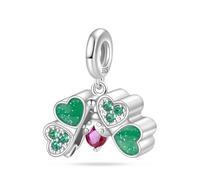 Teleye Quatre - breloque trèfle à feuilles, breloque bracelet perlé, convient aux bracelets de 3 mm à 4,5 mm