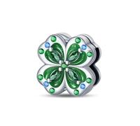 Teleye Quatre - breloque trèfle à feuilles, breloque bracelet perlée, convient aux bracelets de 3 mm à 4,5 mm