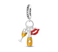 Teleye Red Lip Three - Ensemble de breloques, breloque de bracelet en perles, convient aux bracelets de 3 mm à 4,5 mm