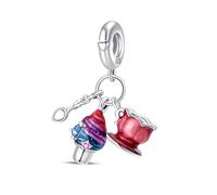 Teleye Tasse de thé au lait glacé ensemble de trois pièces, breloque de bracelet en perles, convient aux bracelets de 3 mm à 4,5 mm