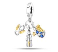 Teleye Vierge et ange trois pièces breloque, breloque de bracelet en perles, convient aux bracelets de 3 mm à 4,5 mm