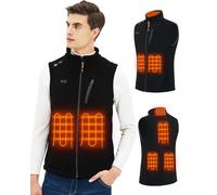Telguua Veste Chauffant Homme, Gilet Chauffante Homme avec 10000mah batterie, Tissu Polaire Réversible Lavable en Machine, 6 Zones de Chauffage, 3 Niveaux de Chauffage