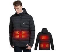 Telguua Veste chauffante avec batterie externe, veste chauffante pour homme 14400 mAh 7,4 V, vestes chauffantes avec capuche, doudoune, Taille L, noir