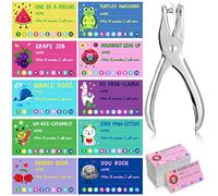 Teling Lot de 200 cartes de récompense Punny avec perforation pour comportement des enfants, cartes de fidélité positives pour salle de classe, école, étudiants, enfants, enseignants, 8,9 x 5,1 cm, 10
