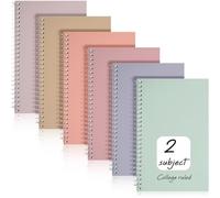 Teling Lot de 6 petits carnets à spirales lignés à 2 sujets - 24,9 x 15,2 cm - 100 feuilles de couleurs assorties - Ligne facile à déchirer pour le bureau et l'école (couleur élégante)