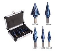 Telituny 5pcs Step Drill Set Triangle Shank Spiral Groove Placing Deburring Chanfrering Tools
