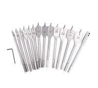 Telituny Bits de Forage à Bois Plat Ensemble de 15 Pcs, Bits en Spirale de Tarière en Acier en Carbone, Perceuses Professionnelles de Menuiserie pour Perceuse électrique, 6-25 Mm