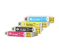 Telituny Cartouche d'encre de Remplacement Haute capacité, Lot de 4 Cartouches d'encre pour imprimante Stylus D78 D92 D120 DX4000 DX4050 et Plus, Noir, Cyan, Magenta, Jaune