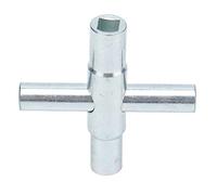 Telituny Clé de robinet à 4 voies robuste 4 en 1, outil de clé à robinet croisé pour contrôle de valve de robinet d'eau, plombiers électriciens 45# acier argent 1/4 9/32 5/16 11/32 pouces