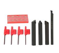 Telituny Ensemble de Barres D'encouragement en Carbure, Kit D'outils de en Métal avec 10pcs DCMT070204 Inserts et 4 Clés, Barres D'encouragement en Acier en Alliage de 12 Mm pour