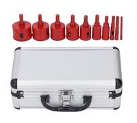 Telituny Ensemble de Scie à Trou de Diamant, Kit de Bits de Carreaux de 10 Pcs pour Porcelaine, Céramique, Verre, Granit, Marbre, Coupeur de Noyau avec Boîtier, 6 Mm à 50 Mm, Tige