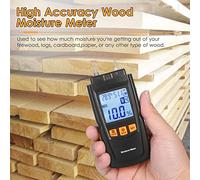 Telituny Humidimètre numérique 3 en 1 pour Bois de Chauffage, analyseur de teneur en Eau, température ambiante + humidité + testeur d'humidité du Bois avec sonde Extra Longue pour