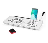 Telituny Petit tableau blanc en verre effaçable à sec pour tablette, support de téléphone, facile à essuyer, organisateur de bureau de studio avec 5 grilles intérieures pour