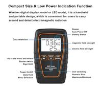Telituny Testeur EMF portatif Détecteur de rayonnement électromagnétique Portable Instrument de Mesure de l'intensité du rayonnement électromagnétique avec Alarme sonore et (Modèle d'indication LED