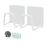 Telivava Lot de 2 porte-éponges pour évier de cuisine - Adhésif puissant - En acier inoxydable SUS304 - Pour accessoires de cuisine - Étanche et à séchage rapide (style B, blanc)