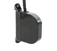 TELKES - Récupérateur de volet roulant extérieur rabattable - Enrouleur à superposer avec ruban pour fixation au mur ou au cadre de fenêtre - Système universel (noir, ruban 20 mm)