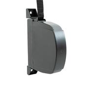 TELKES - Récupérateur de volet roulant extérieur rabattable - Enrouleur à superposer avec ruban pour fixation au mur ou au cadre de fenêtre - Système universel (noir, ruban 14 mm)