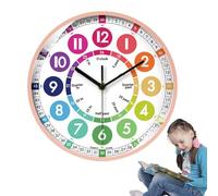 Tell Time Clock - Montre silencieuse de 10 pouces sans tic- , montre didactique, cadran didactique coloré pour , aiguilles lumineuses dans l'obscurité | Papier Peint Fresque éducative pe