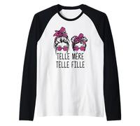 Telle Mère Telle Fille, Maman Fête des Mères Léopard Rose Manche Raglan