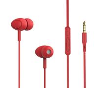 TELLUR Basic Gamma Écouteurs Intra-Auriculaires filaires, Microphone intégré, Prise Jack 3,5 mm, léger, appels Mains Libres et Musique (Rouge)
